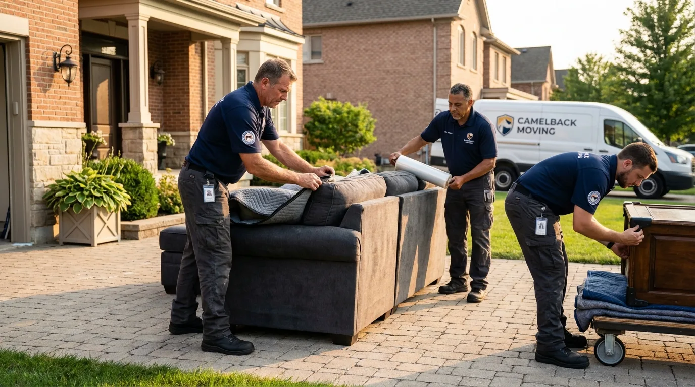 Large estate moving crew wrapping furniture in Cochran, GA